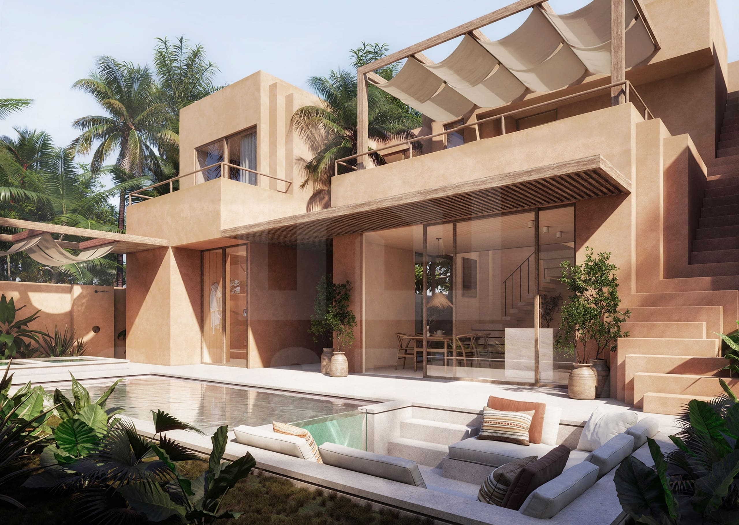 Outdoor area inside 2 bedroom villa in Nyang Nyang