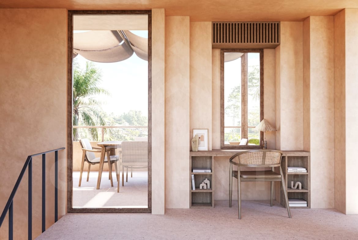 Working space inside 2 bedroom villa in Nyang Nyang