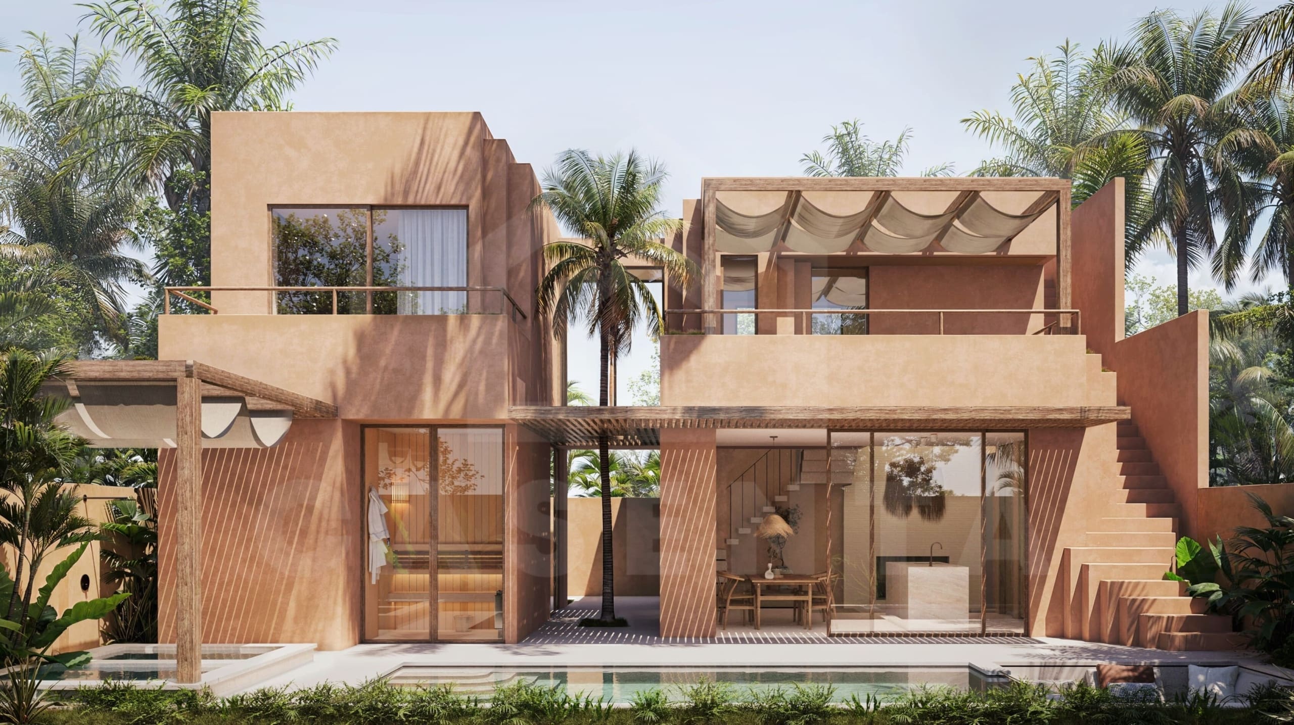 Outdoor area inside 2 bedroom villa in Nyang Nyang