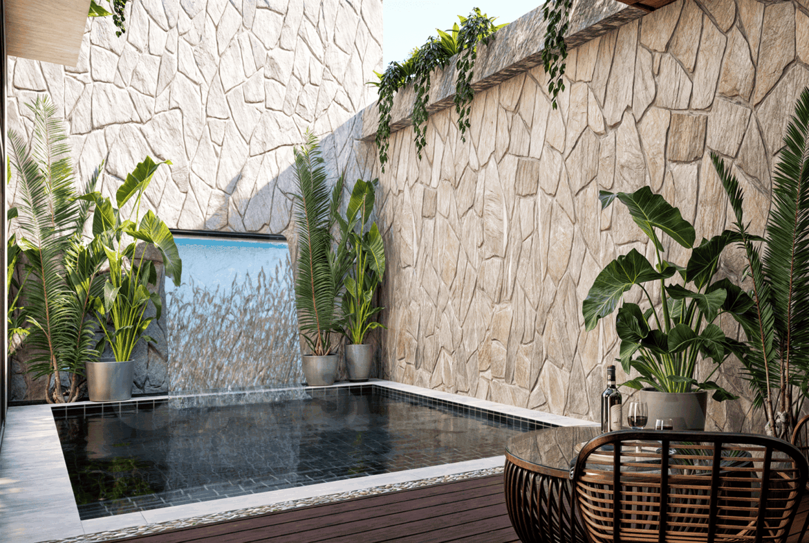 Outdoor area of modern 4 bedroom villa in Uluwatu
