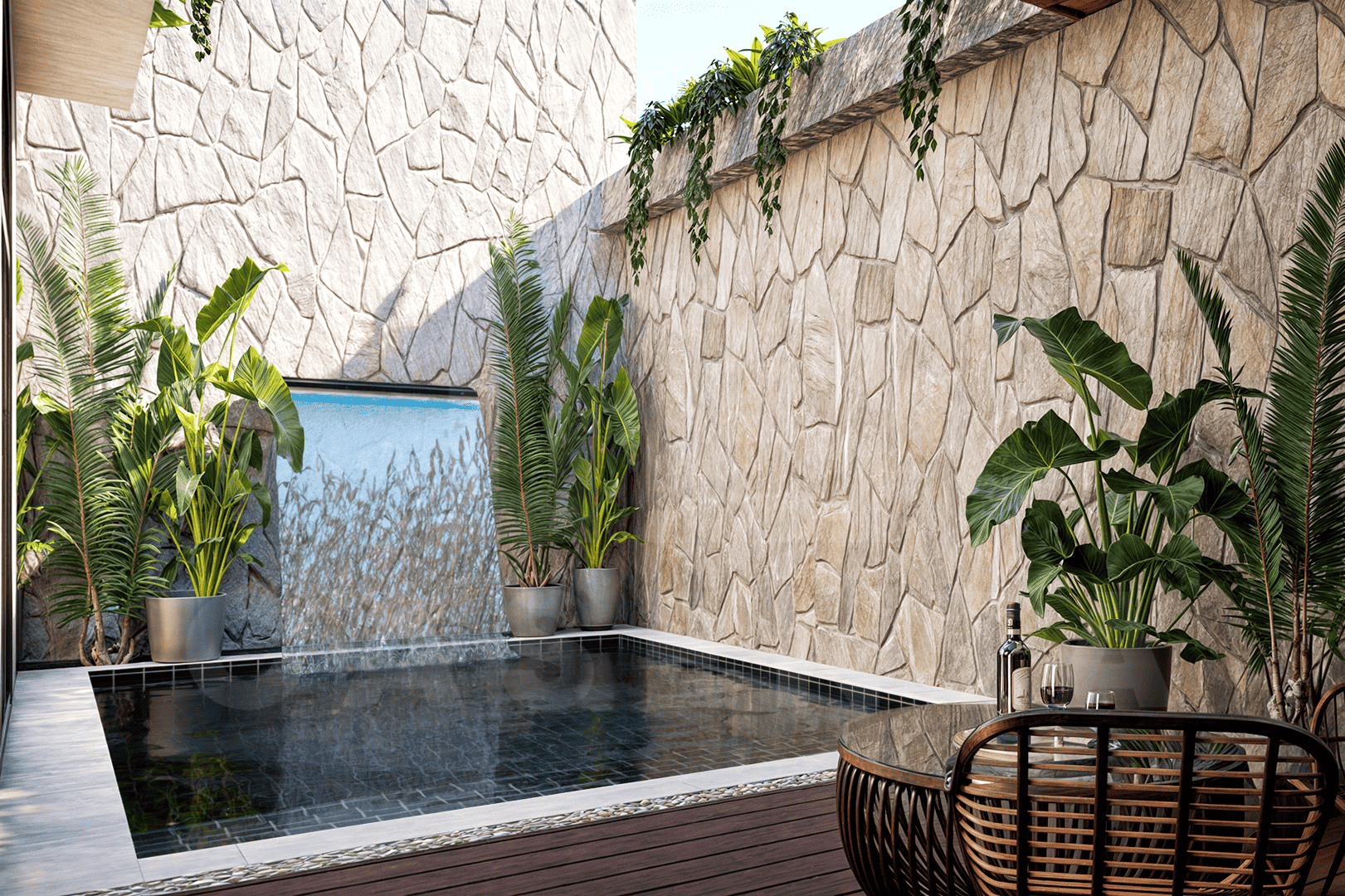 Outdoor area of modern 4 bedroom villa in Uluwatu