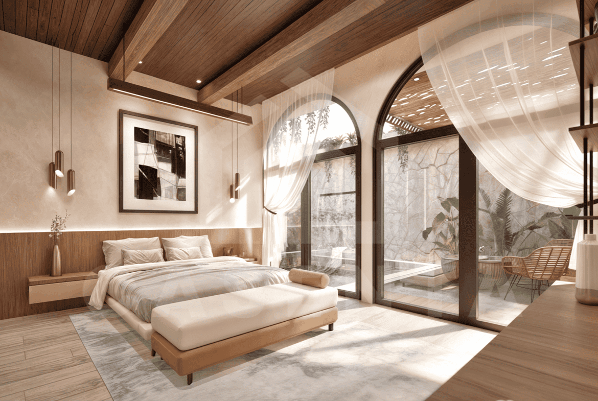 Bedroom inside stunning villa in Uluwatu