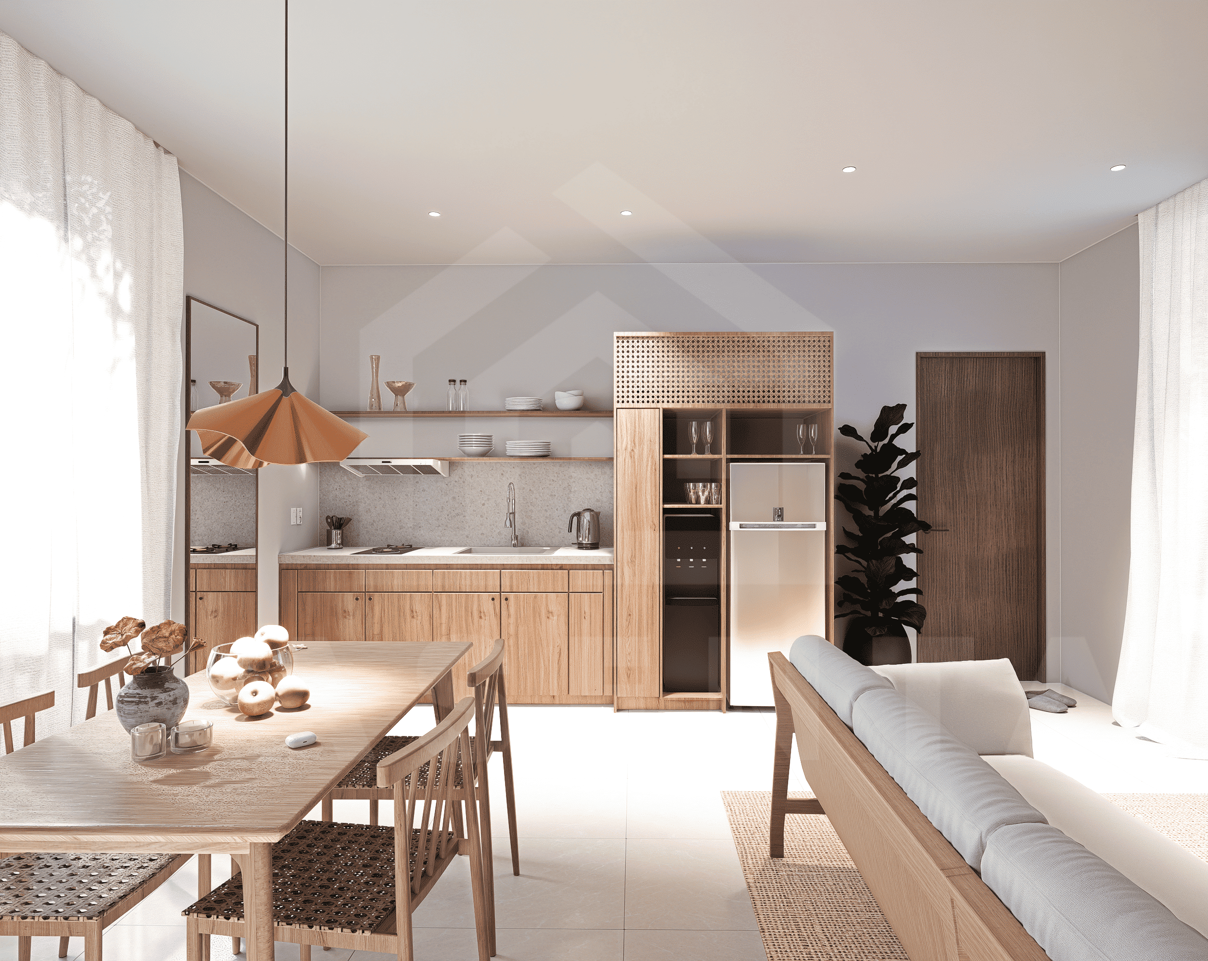 Living area inside modern apartment in Cepaka