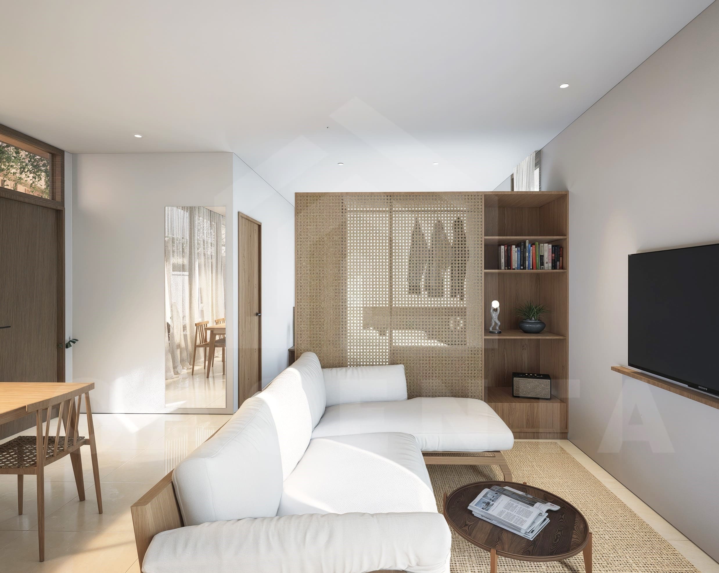 Living area inside modern apartment in Cepaka