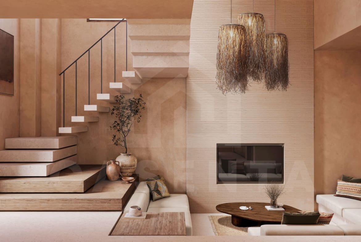 Living area inside 2 bedroom villa in Nyang Nyang