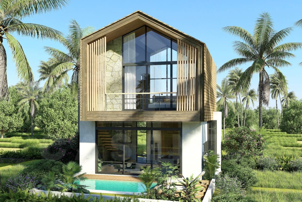 Outdoor area of an attractive 1 bedroom villa in Pererenan