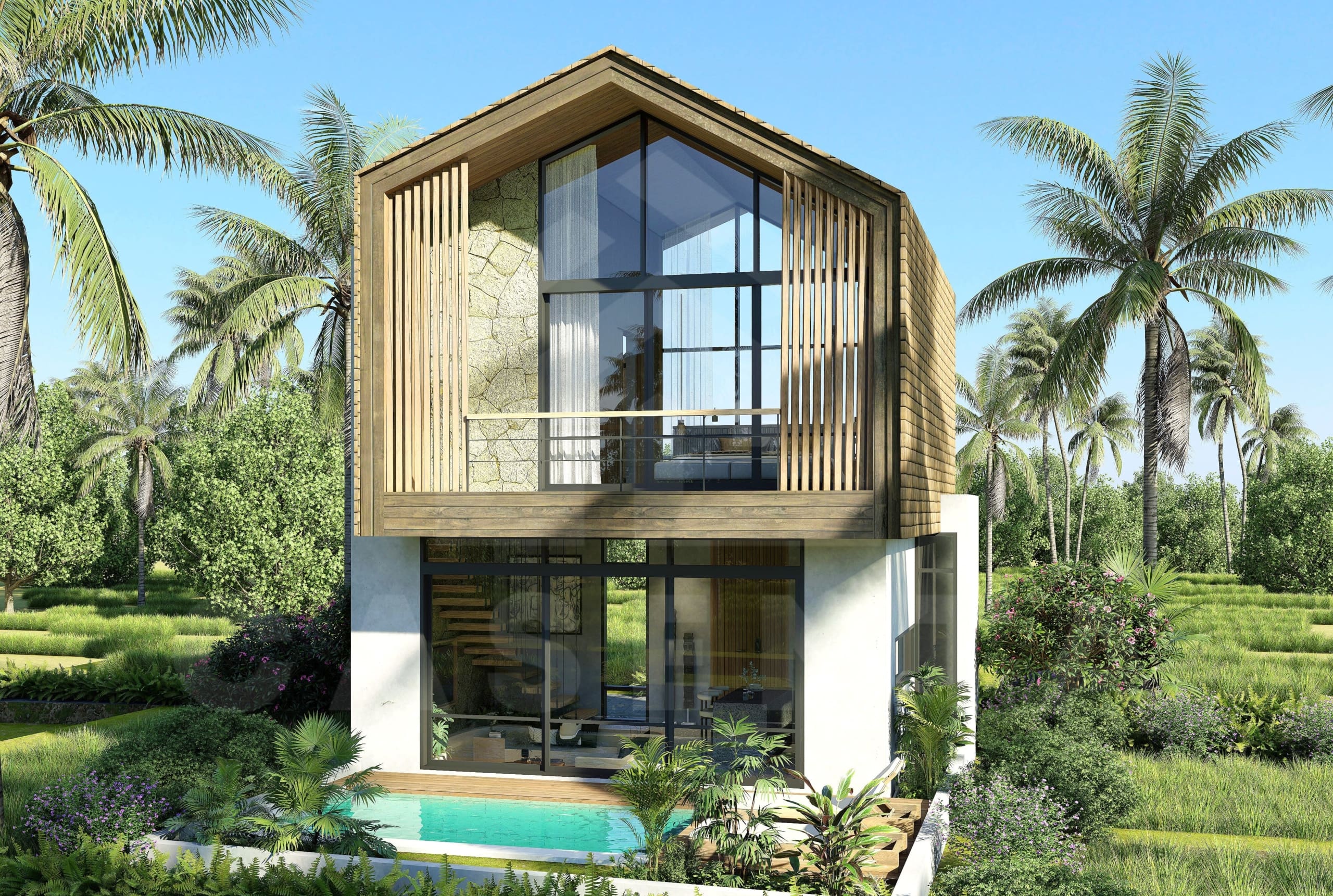 Outdoor area of an attractive 1 bedroom villa in Pererenan