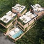 Bird's eye view of a modern apartment in Cepaka