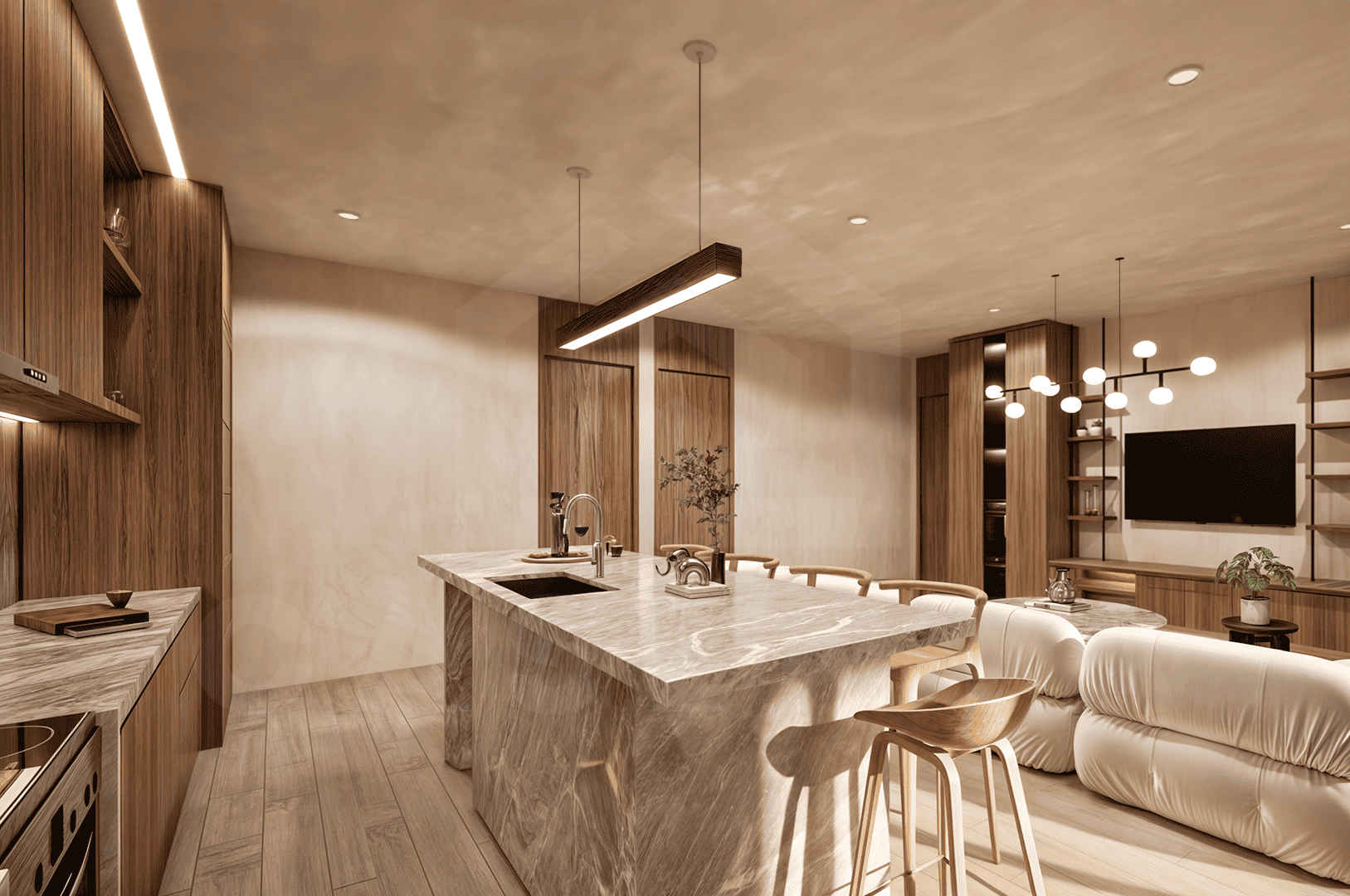 Kitchen/dining space inside exclusive apartment in Uluwatu