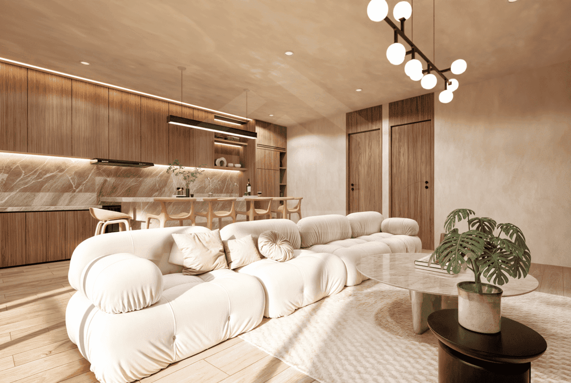 Living area inside exclusive apartment in Uluwatu