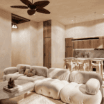 Living area inside stylish apartment in Uluwatu