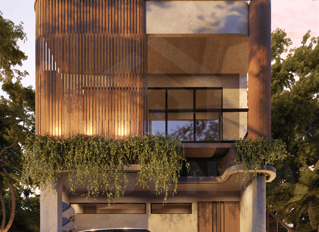 Facade of stylish apartment in Uluwatu