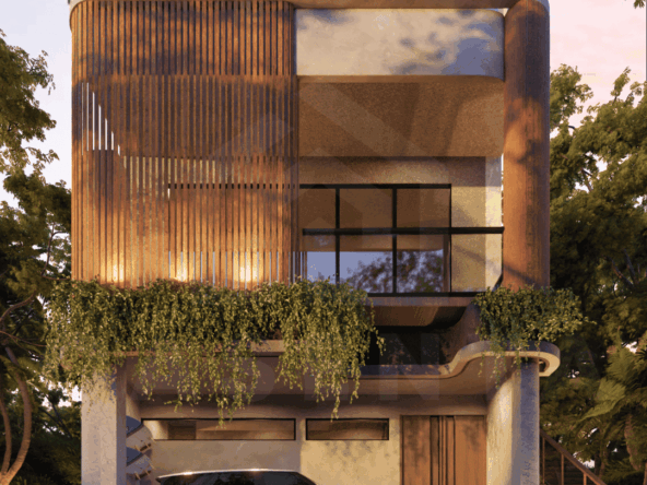 Facade of stylish apartment in Uluwatu