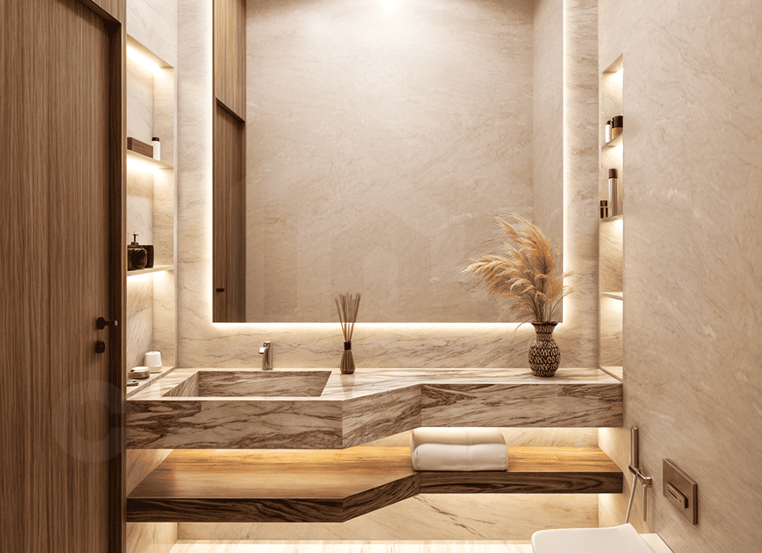 Guest toilet inside stylish apartment in Uluwatu