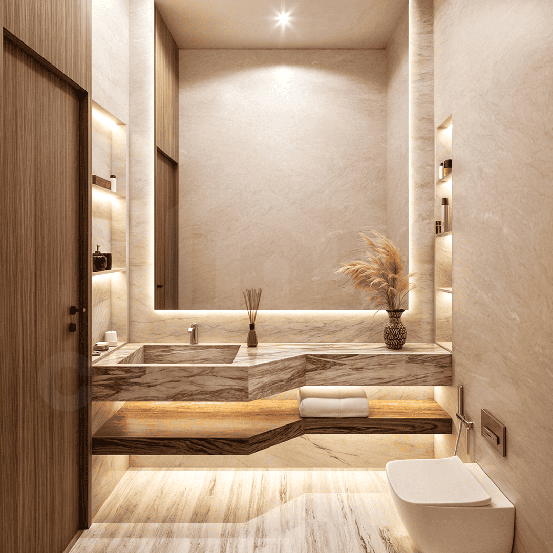 Guest toilet inside stylish apartment in Uluwatu