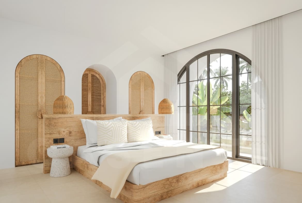Bedroom inside charming villa for investment in Bingin