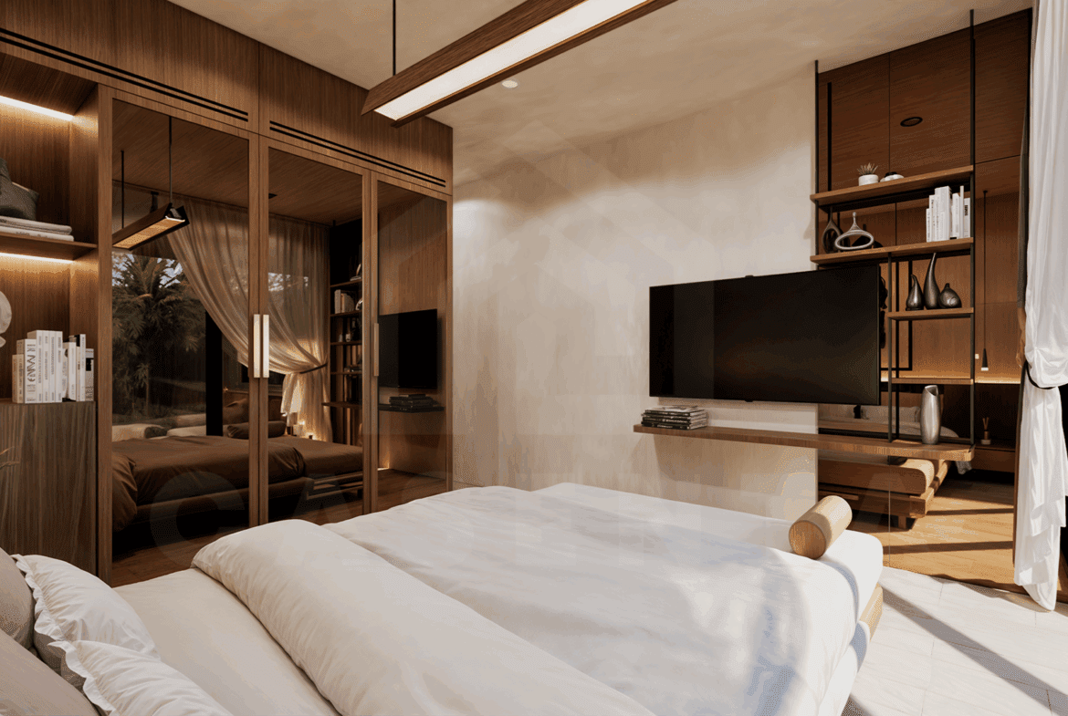 Bedroom inside an exclusive apartment in Uluwatu