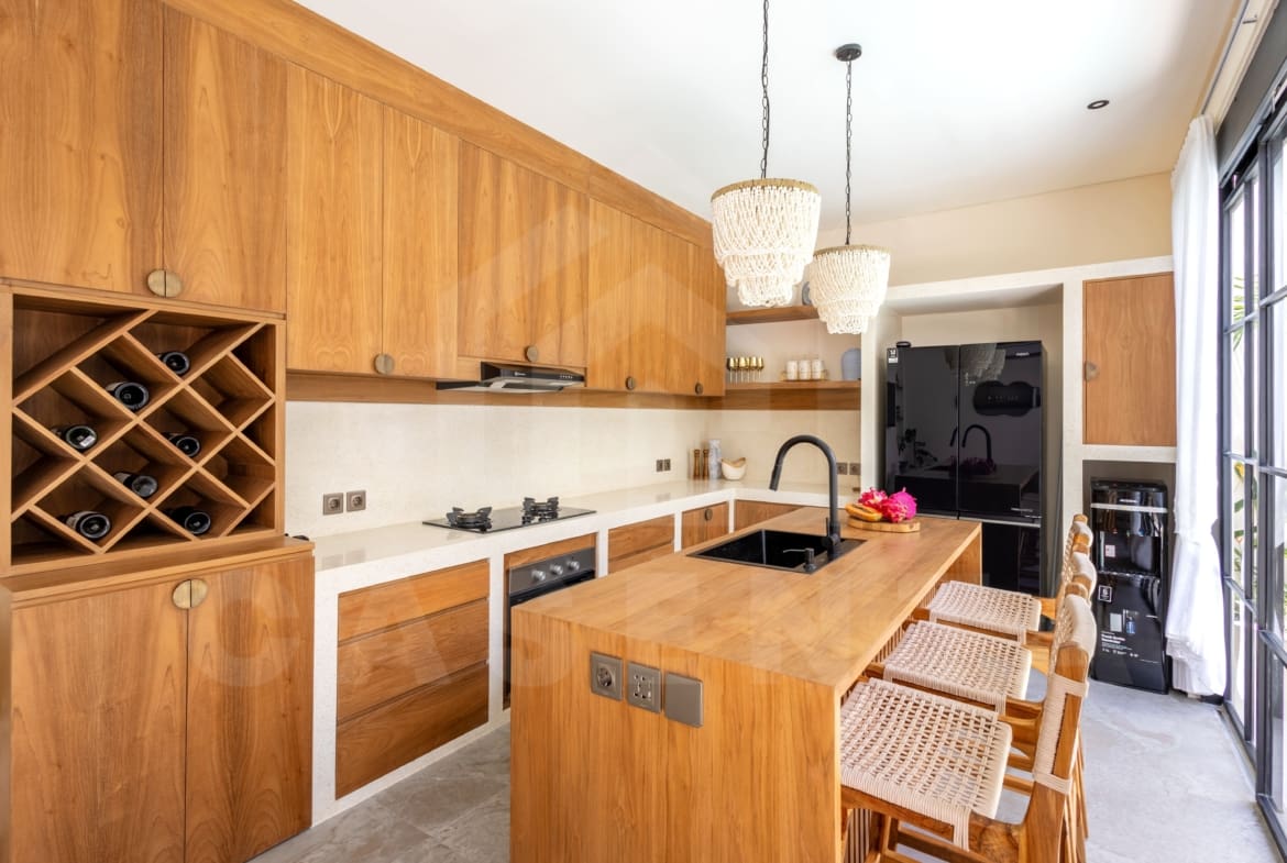 Kitchen/dining area inside 2 bedroom villa in the heart of Balangan