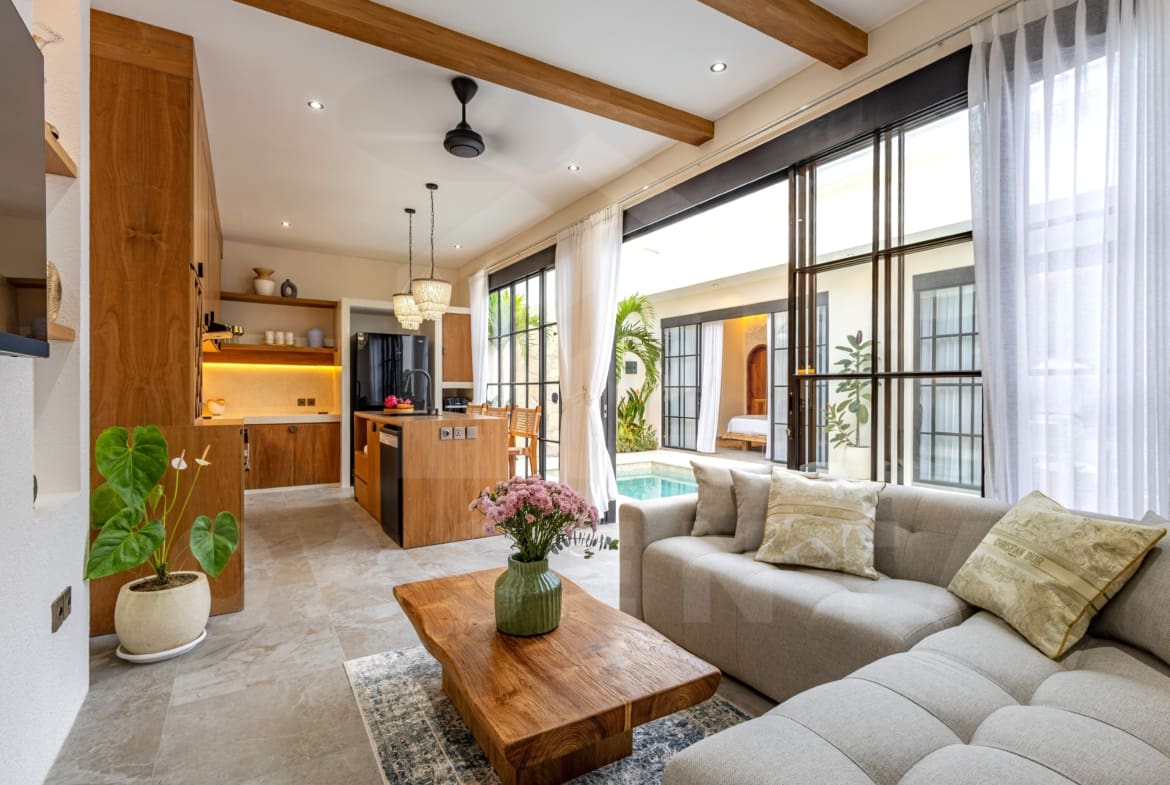 Living area inside 2 bedroom villa in the heart of Balangan