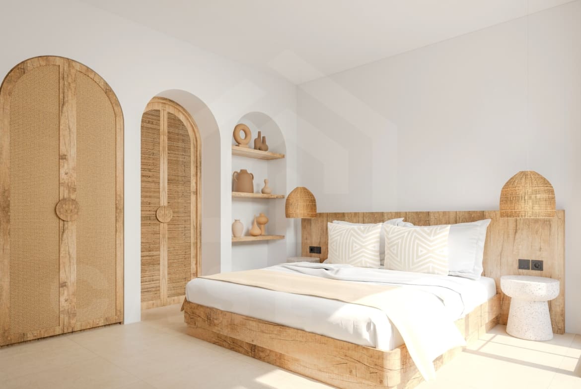 Bedroom inside fabulous villa in Bingin