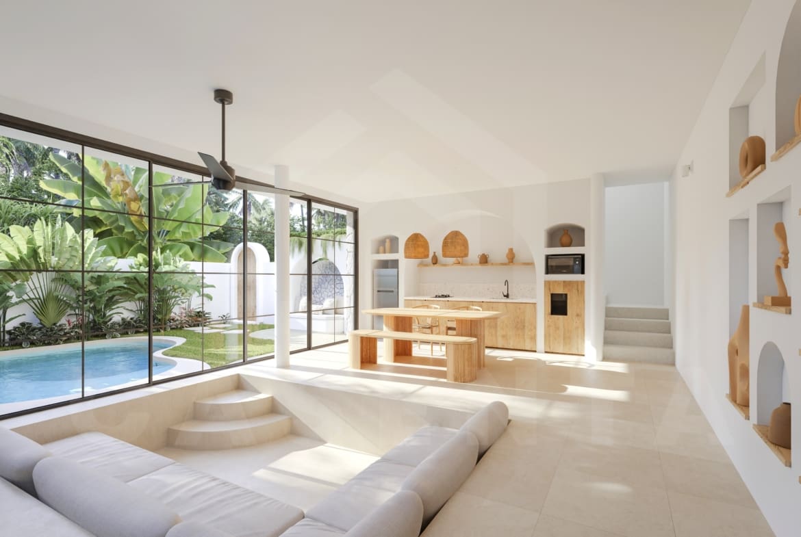 Living area inside fabulous 2 bedroom villa in Bingin