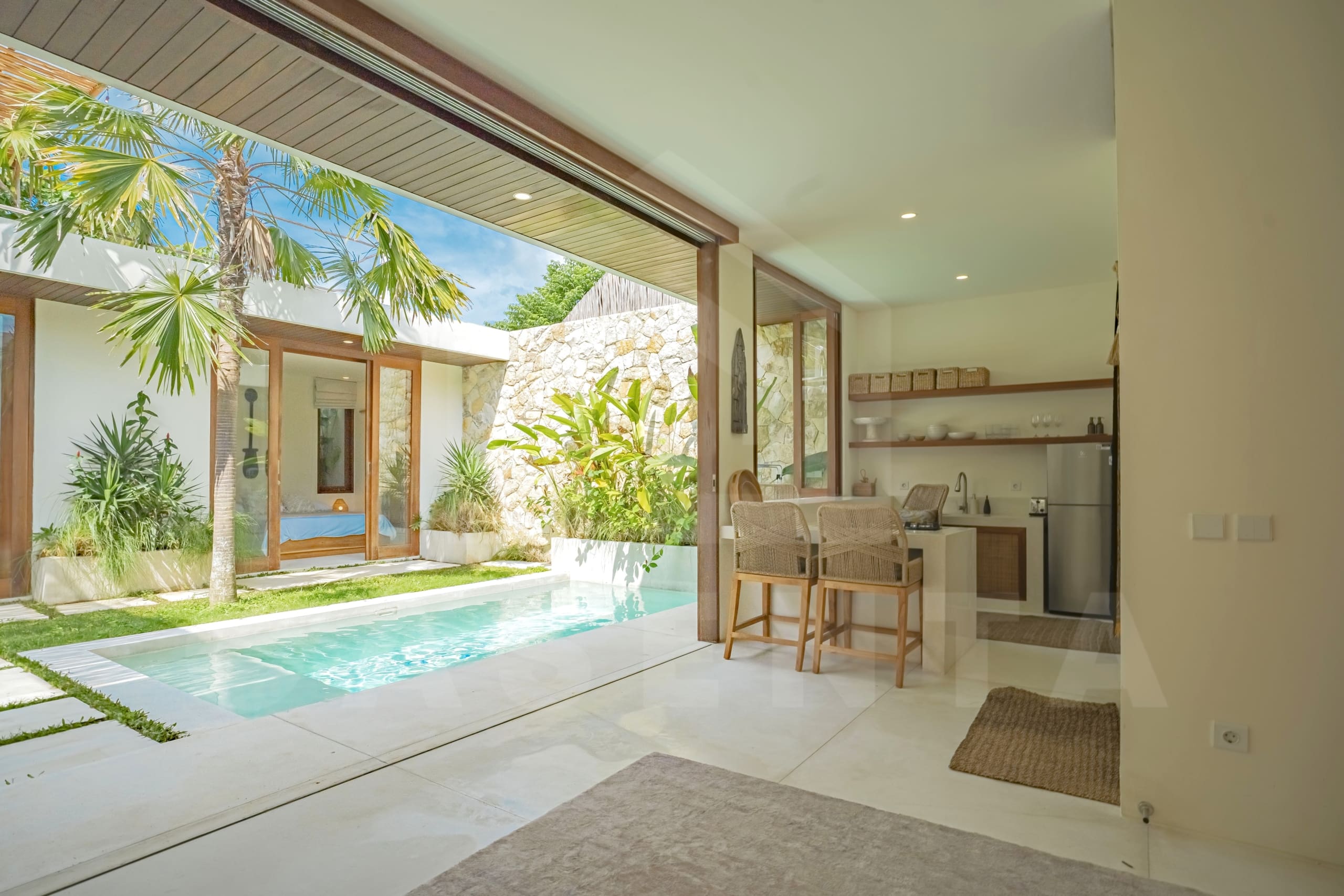 Living area inside attractive 2 bedroom villa in Tumbak Bayuh