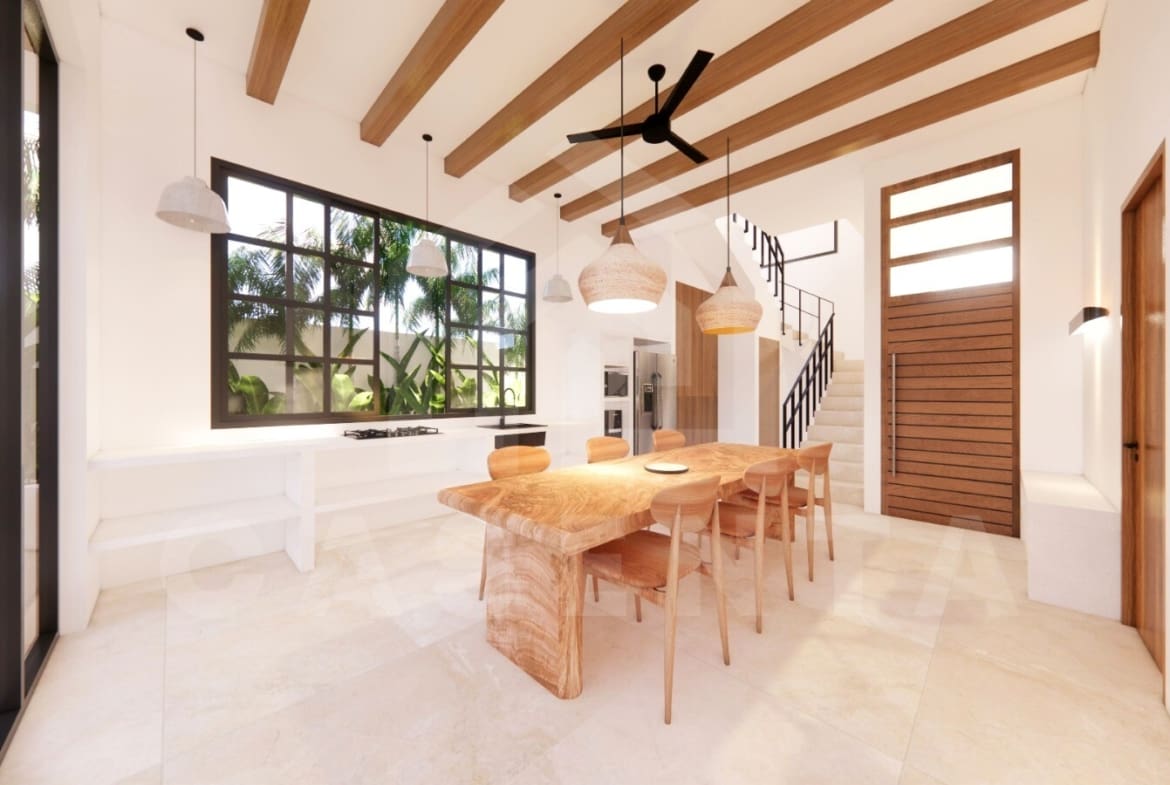 Kitchen/dining area inside beautiful 4 bedroom villa in Cemagi