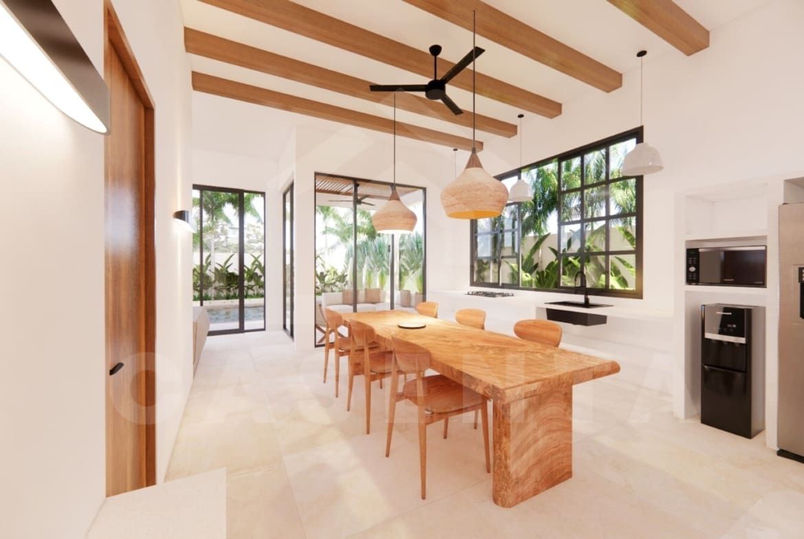 Kitchen/dining inside beautiful 4 bedroom villa in Cemagi