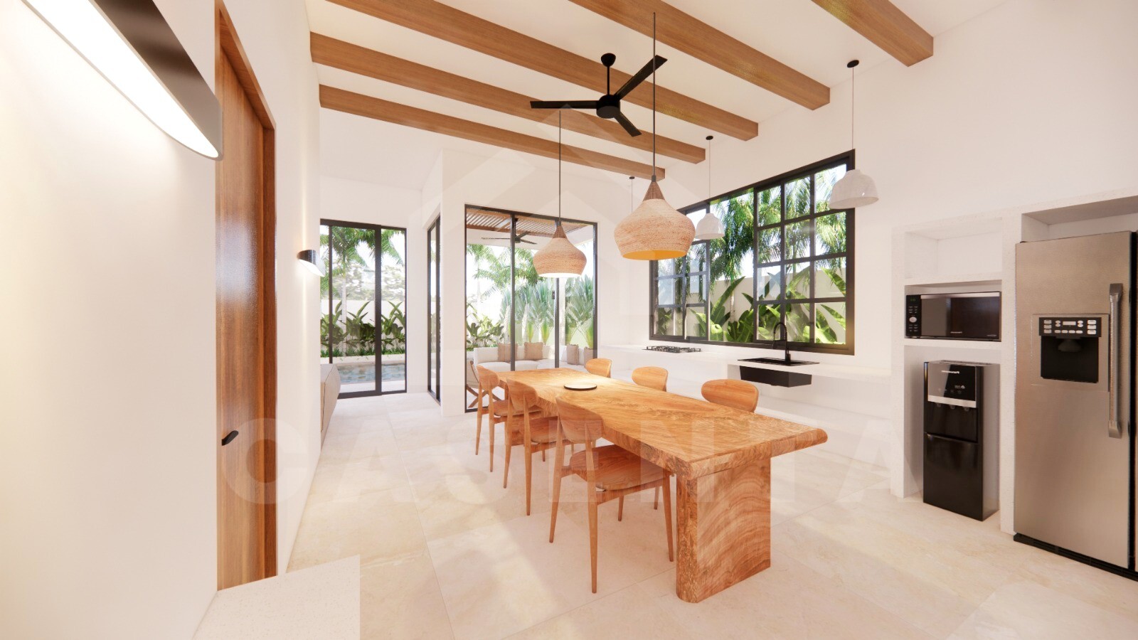 Kitchen/dining inside beautiful 4 bedroom villa in Cemagi