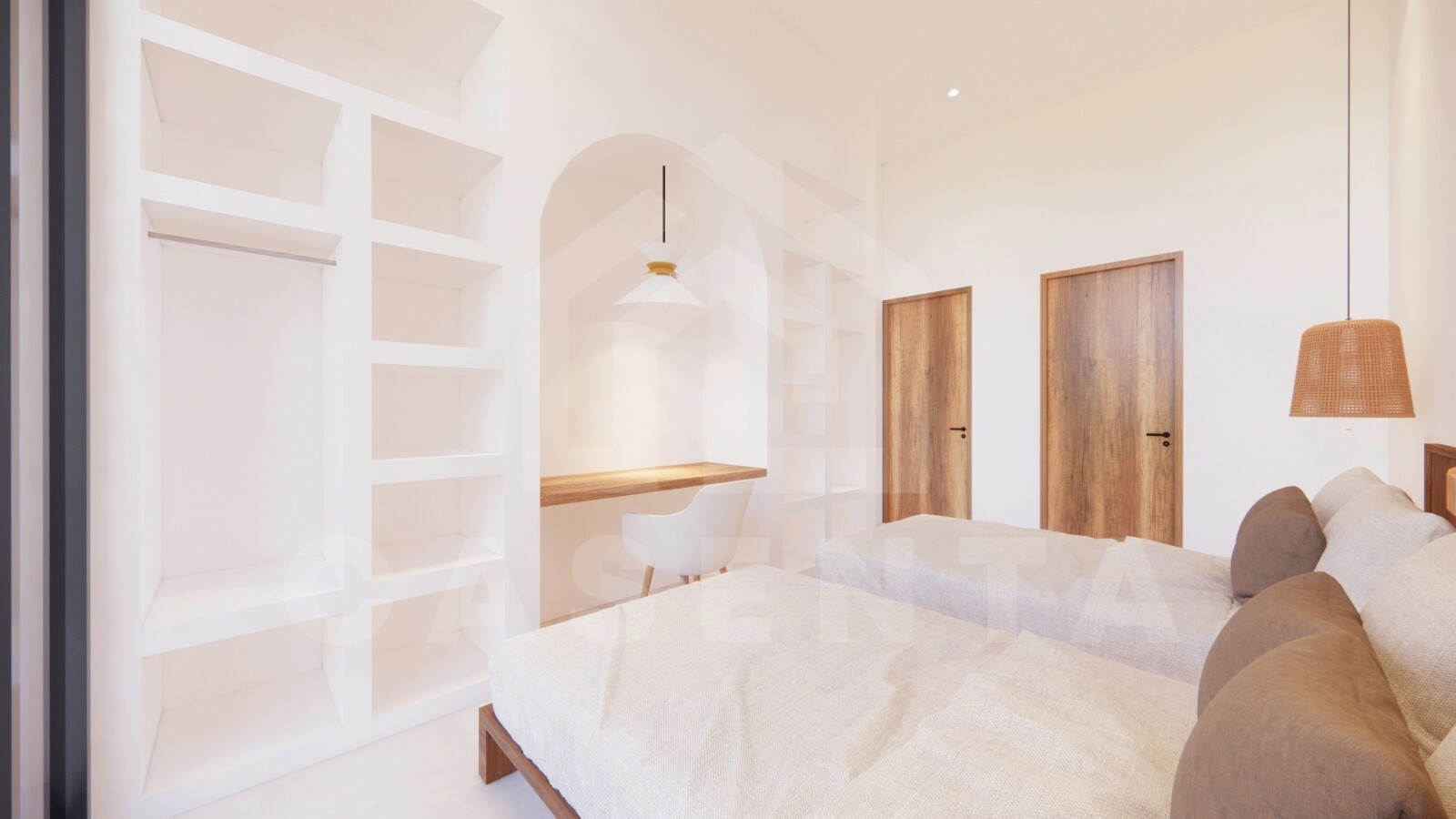 Bedroom inside beautiful villa in the vicinity of Cemagi beach