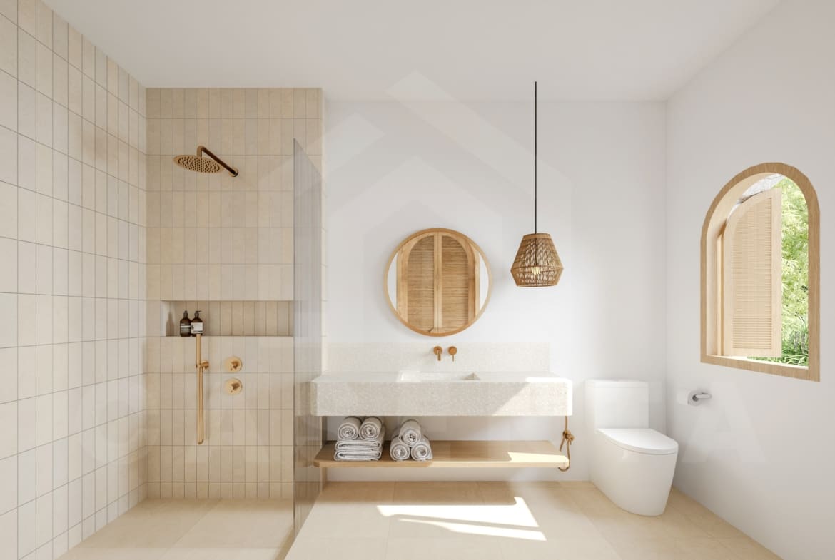 Bathroom inside charming 1 bedroom villa for investment in Bingin