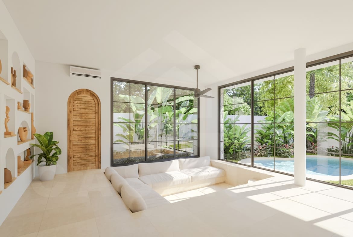 Living area inside fabulous 2 bedroom villa in Bingin