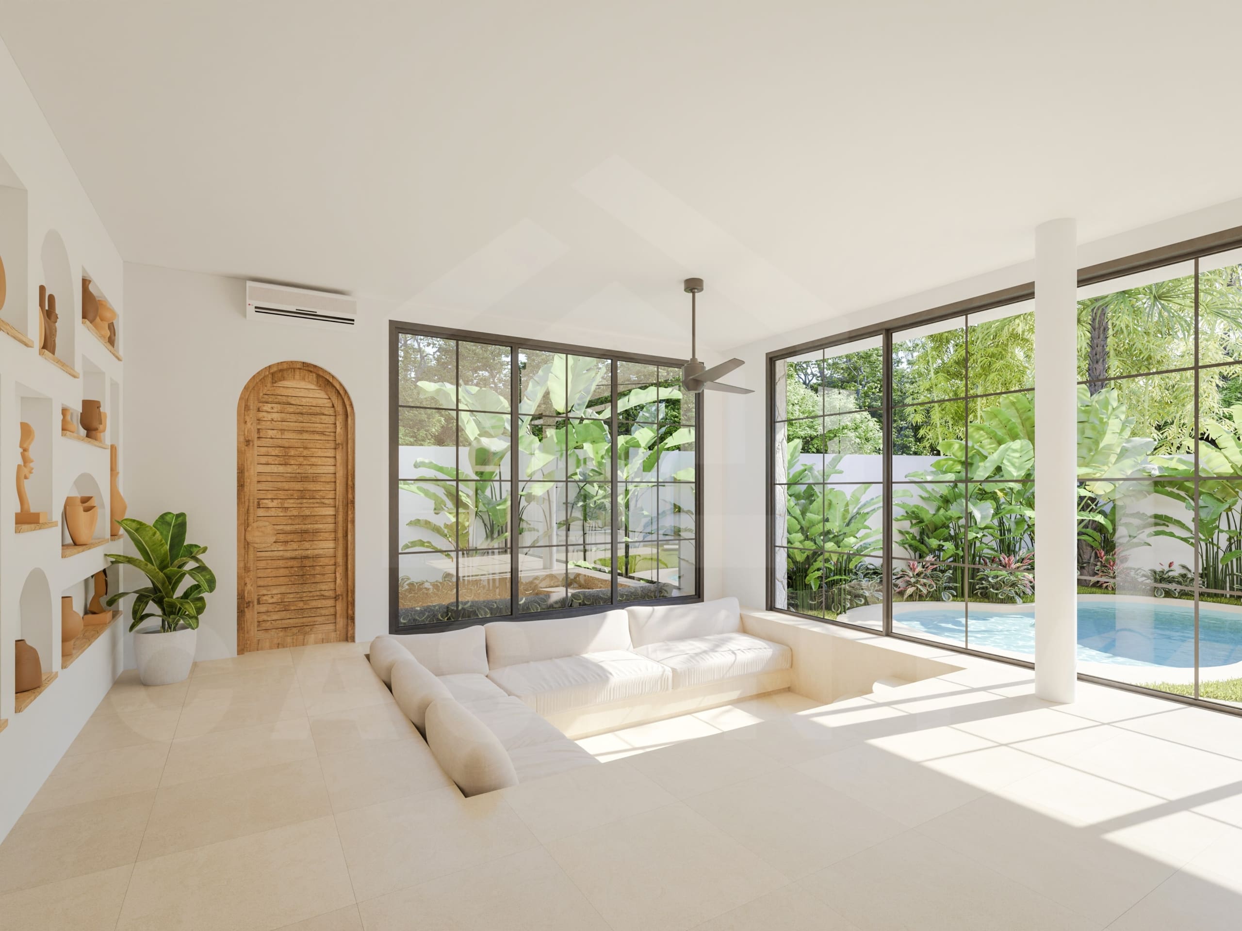 Living area inside fabulous 2 bedroom villa in Bingin