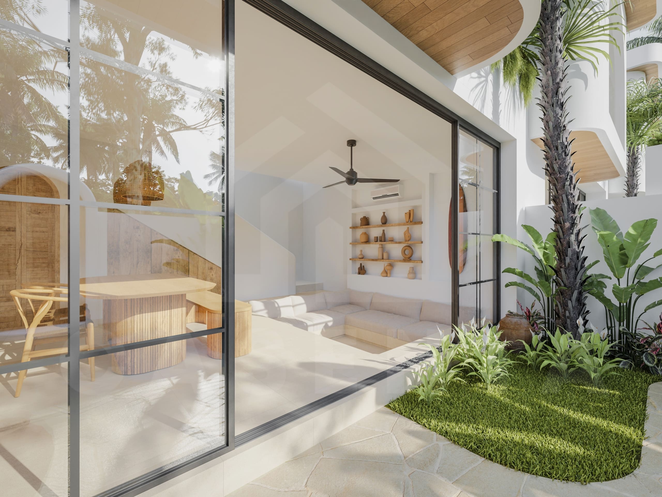 Living area of charming 1 bedroom villa for investment in Bingin