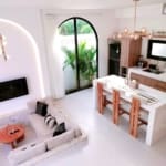 Living area inside trendy loft in the vicinity of Seseh beach