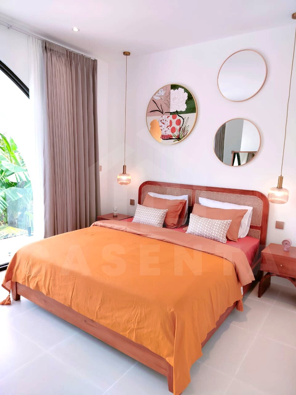 Bedroom inside trendy loft in the vicinity of Seseh beach