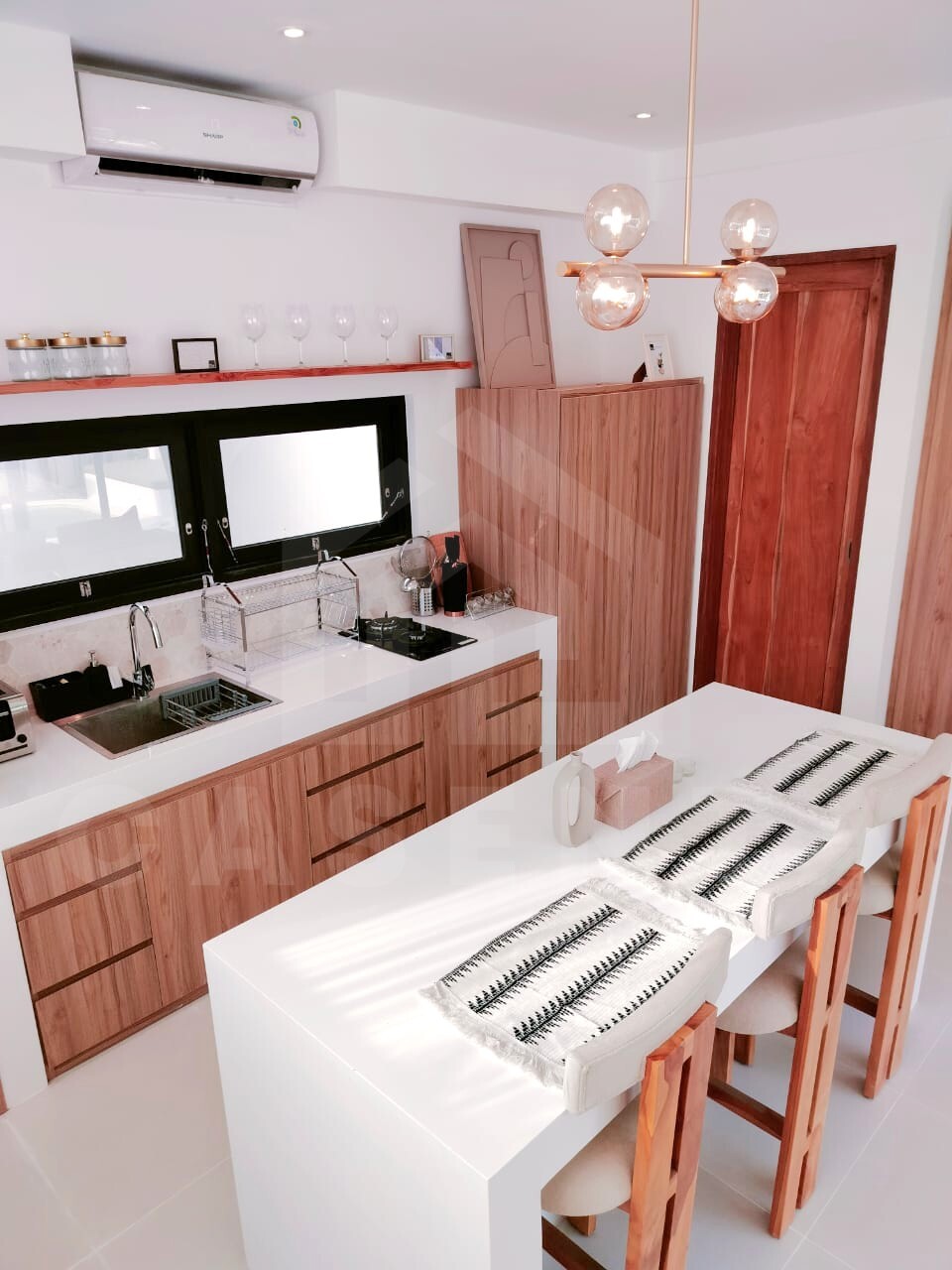 Kitchen inside trendy loft in the vicinity of Seseh beach