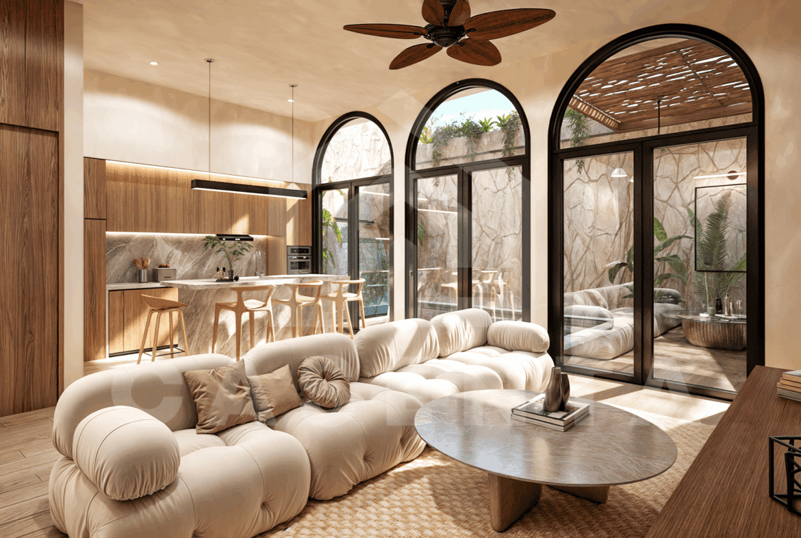 Living area inside modern 4 bedroom villa in Uluwatu