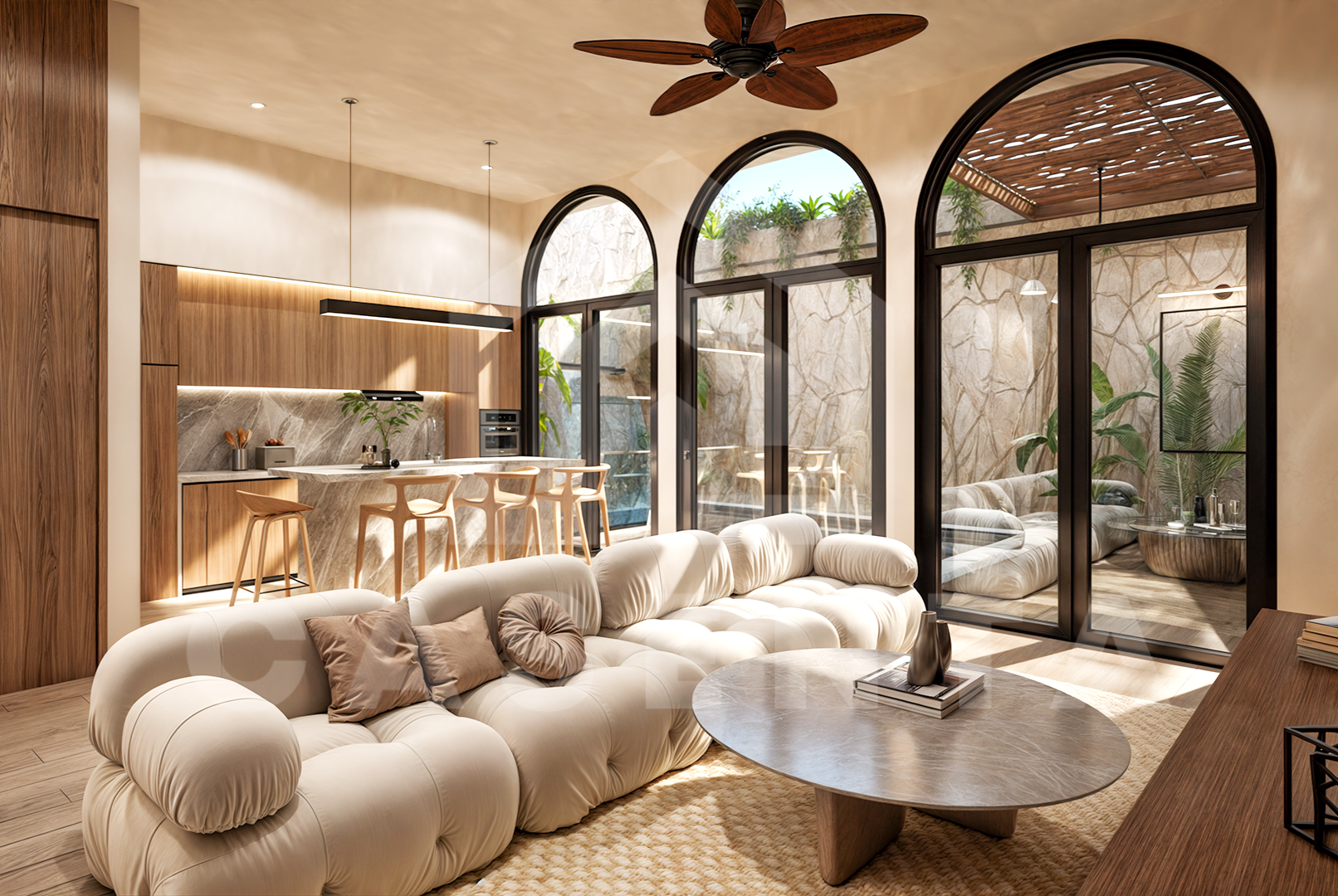 Living area inside modern 4 bedroom villa in Uluwatu