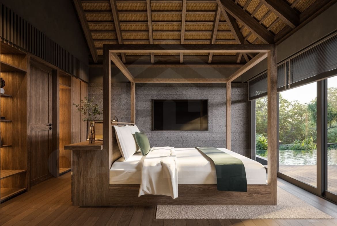 Bedroom inside authentic Balinese villa in Ungasan