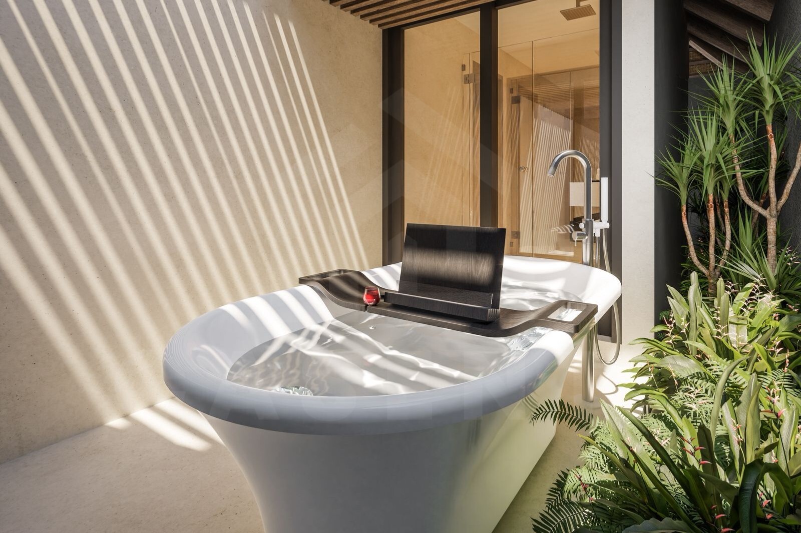 Bathroom inside authentic Balinese villa in Ungasan