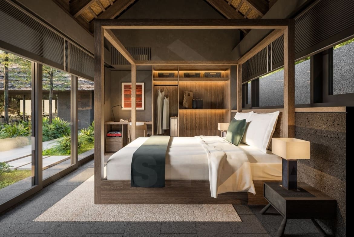 Bedroom inside authentic Balinese villa in Ungasan