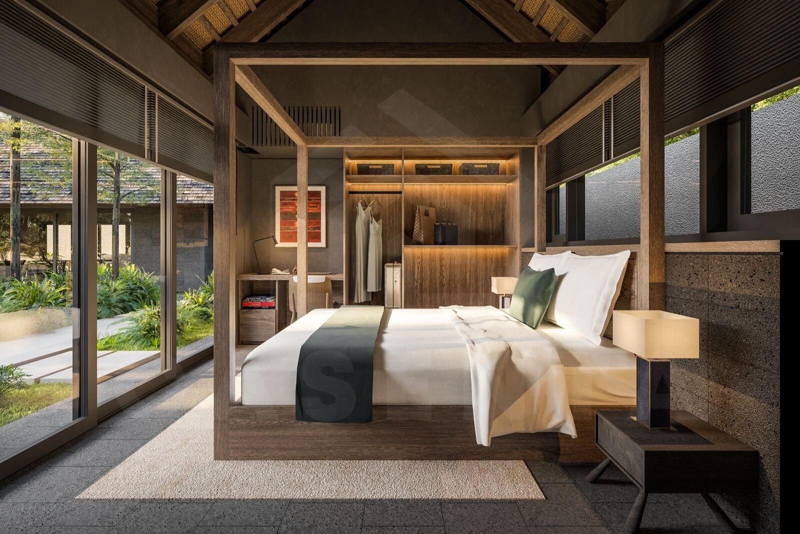 Bedroom inside authentic Balinese villa in Ungasan