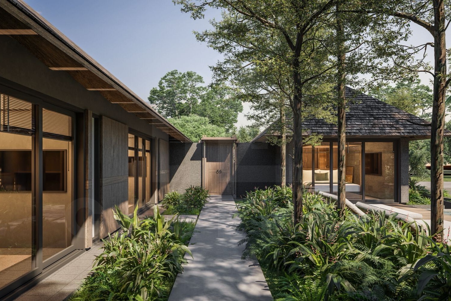Outdoor area inside authentic Balinese villa in Ungasan