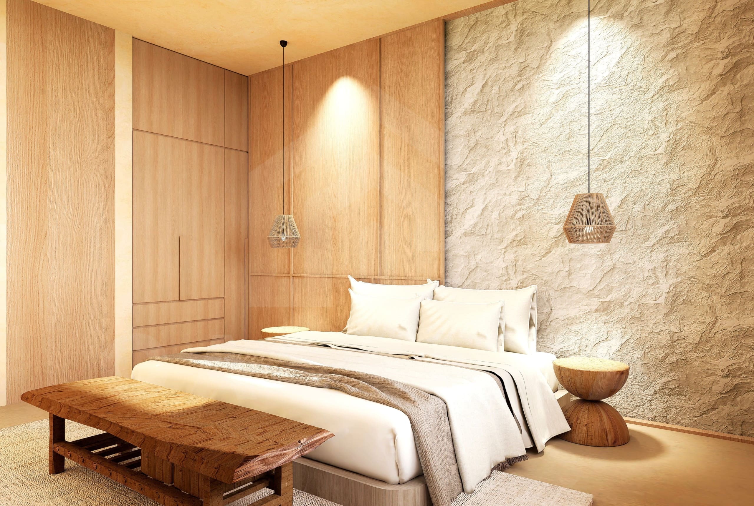 Bedroom inside gorgeous villa in Uluwatu