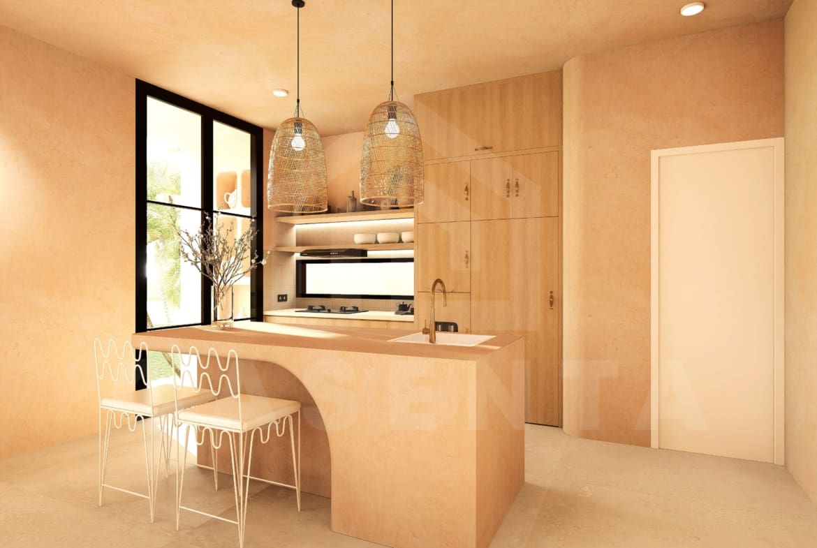 Kitchen/dining area inside stunning 1 bedroom villa in Uluwatu