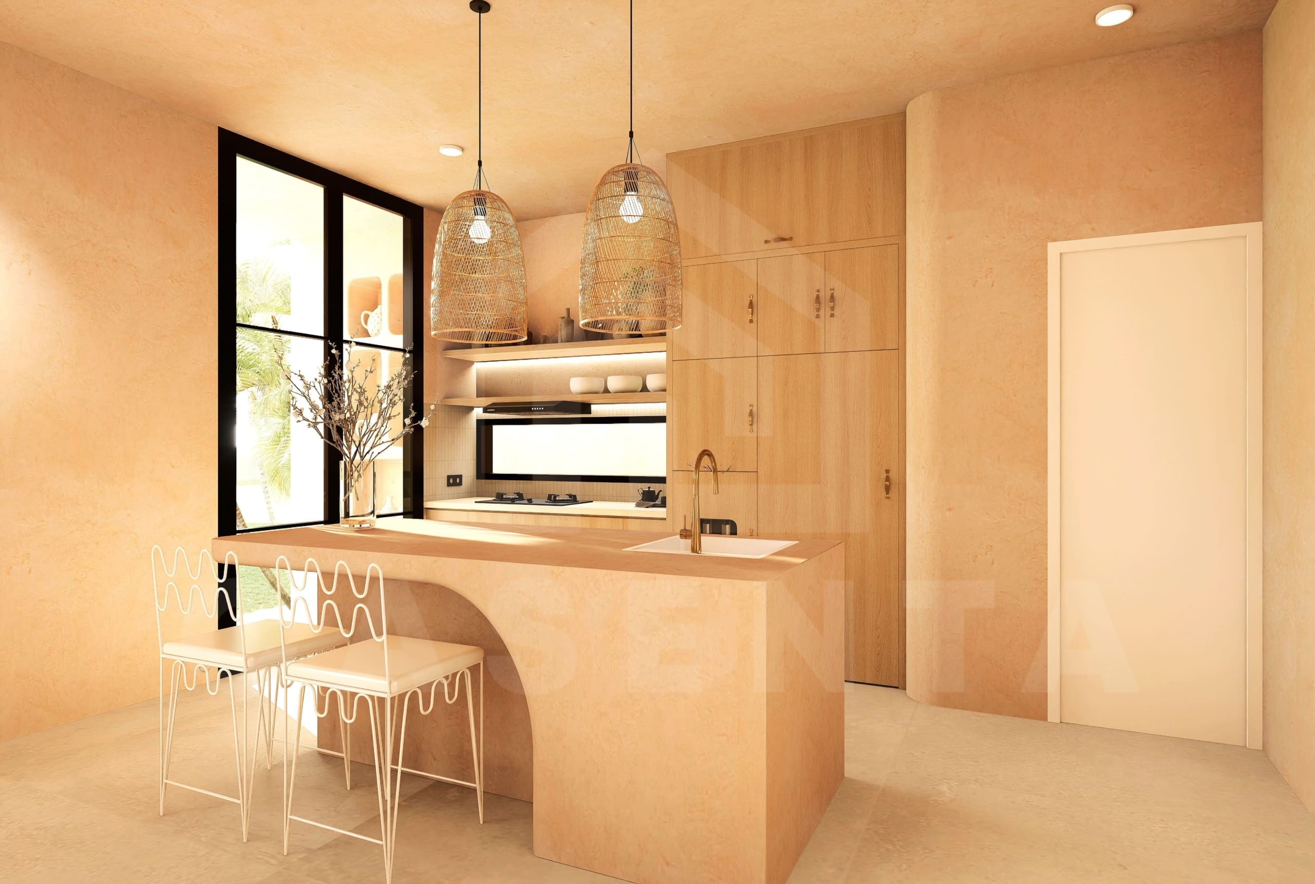 Kitchen/dining area inside stunning 1 bedroom villa in Uluwatu