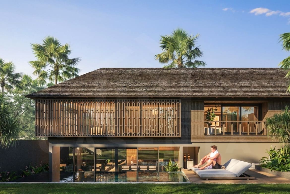 Outdoor area inside modern Balinese villa in Ungasan