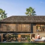 Outdoor area inside modern Balinese villa in Ungasan