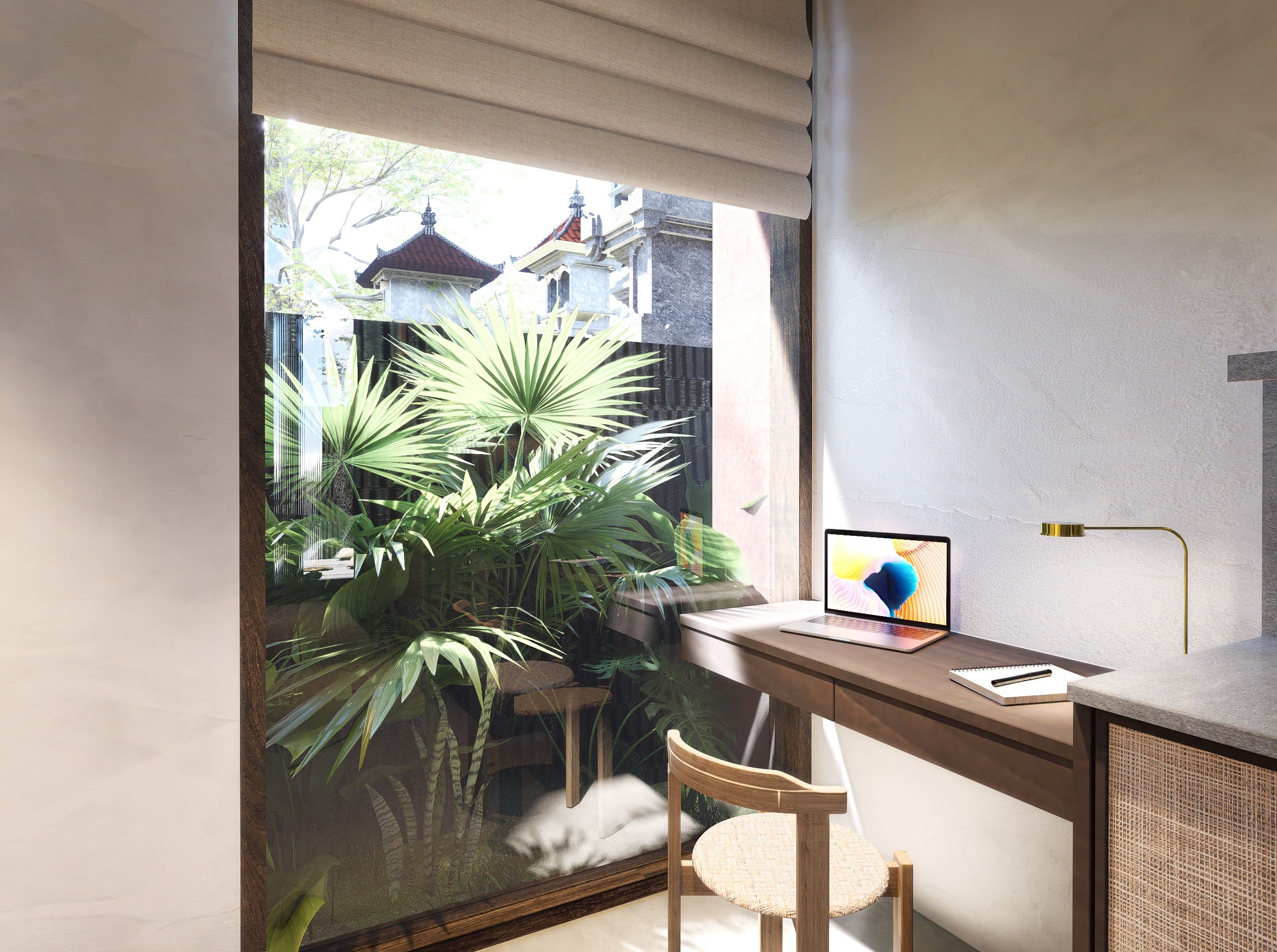 Working space inside boutique apartment in Buduk